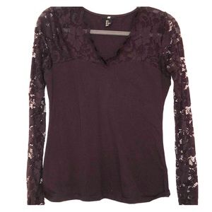 Deep purple lace sleeve top
